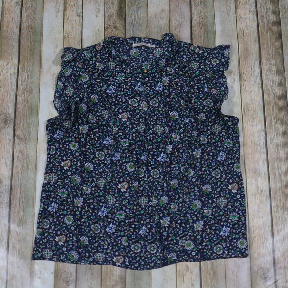 Tory Burch Tops - Tory Burch Printed Ruffle Shell Top High Neck SIlk